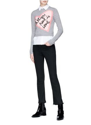 Figure View - Click To Enlarge - ALICE & OLIVIA - 'Nikia' shirt underlay slogan embroidered sweater