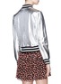 Back View - Click To Enlarge - ALICE & OLIVIA - 'Demia' cropped metallic leather bomber jacket