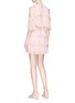 Figure View - Click To Enlarge - ALICE & OLIVIA - 'Nichola' tiered ruffle silk chiffon cold shoulder dress