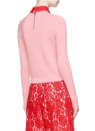 Back View - Click To Enlarge - ALICE & OLIVIA - 'Dia' detachable collar slogan embroidered cashmere sweater