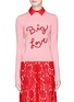 Main View - Click To Enlarge - ALICE & OLIVIA - 'Dia' detachable collar slogan embroidered cashmere sweater