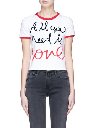 Main View - Click To Enlarge - ALICE & OLIVIA - 'Rylyn' slogan embroidered ringer T-shirt