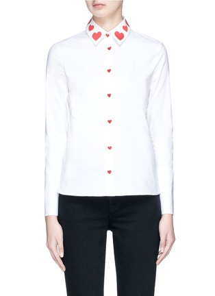 Main View - Click To Enlarge - ALICE & OLIVIA - 'Faye' heart embroidered collar shirt
