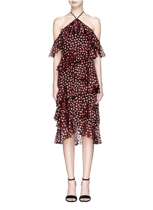 Main View - Click To Enlarge - ALICE & OLIVIA - 'Annabeth' tiered ruffle heart print off shoulder dress
