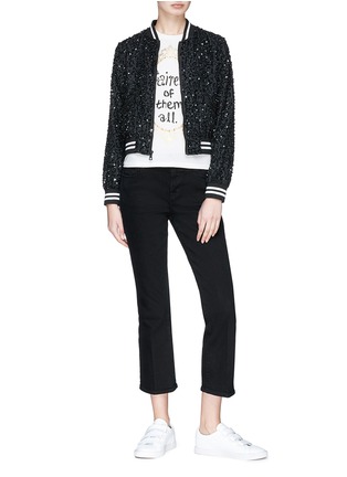 Figure View - Click To Enlarge - ALICE & OLIVIA - 'Lonnie' slogan embellished cropped bomber jacket