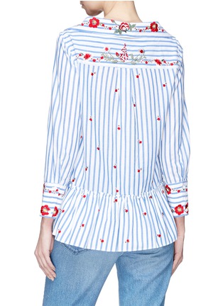 Back View - Click To Enlarge - ALICE & OLIVIA - 'Ashlyn' floral embroidered peplum stripe shirt