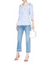Figure View - Click To Enlarge - ALICE & OLIVIA - 'Ashlyn' floral embroidered peplum stripe shirt