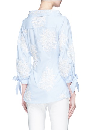 Back View - Click To Enlarge - ALICE & OLIVIA - 'Toro' floral embroidered tie cuff shirt