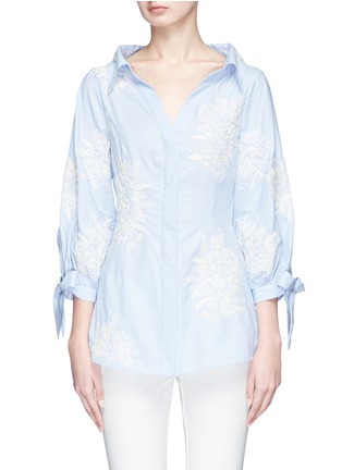 Main View - Click To Enlarge - ALICE & OLIVIA - 'Toro' floral embroidered tie cuff shirt