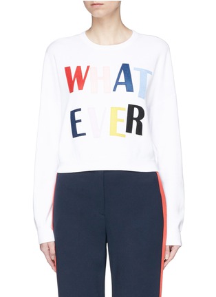 Main View - Click To Enlarge - ALICE & OLIVIA - 'Leena' slogan patch cropped sweater