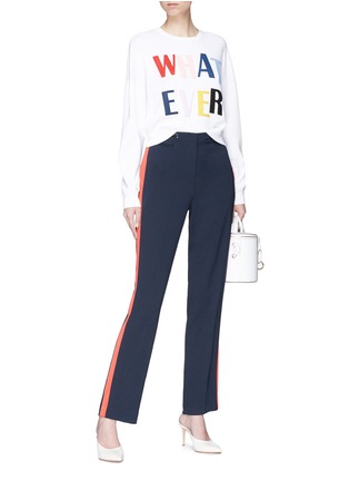 Figure View - Click To Enlarge - ALICE & OLIVIA - 'Leena' slogan patch cropped sweater