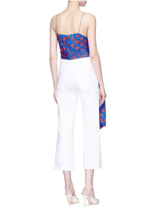 Back View - Click To Enlarge - ALICE & OLIVIA - 'Deidra' floral print tie waist silk cropped top