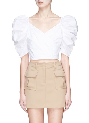 Main View - Click To Enlarge - C/MEO COLLECTIVE - 'Lift Me' puff sleeve cropped cotton poplin top