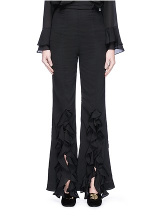 Main View - Click To Enlarge - C/MEO COLLECTIVE - 'Dream State' ruffle split cuff crepe flared pants