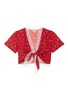 Main View - Click To Enlarge - 10164 - 'Roxy' lace trim daisy bee print silk charmeuse pyjama top