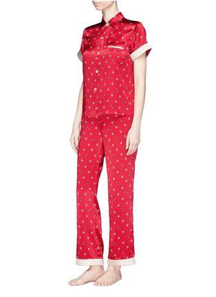 Figure View - Click To Enlarge - 10164 - 'Chantal' daisy bee print silk charmeuse pyjama pants