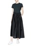 Figure View - Click To Enlarge - BASSIKE - Drawstring cotton-silk maxi skirt