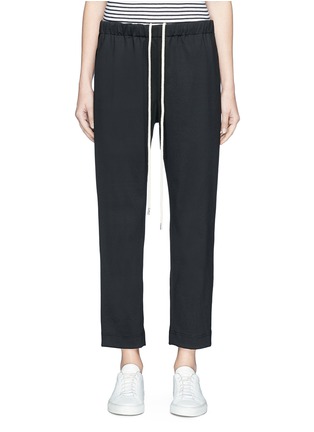 Main View - Click To Enlarge - BASSIKE - Satin panel drawstring cropped suiting pants