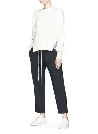 Figure View - Click To Enlarge - BASSIKE - Satin panel drawstring cropped suiting pants