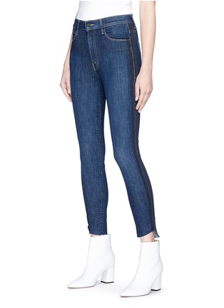 Front View - Click To Enlarge - MOTHER - Stunner Zip Ankle Step Fray' stripe outseam jeans