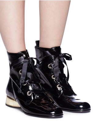 Figure View - Click To Enlarge - PALOMA BARCELÓ - 'Genil Jasmine' geometric heel patent leather boots
