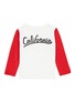 Figure View - Click To Enlarge - LITTLE STARTERS X LANE CRAWFORD - 'California' slogan print colourblock sleeve kids T-shirt