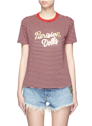 Main View - Click To Enlarge - SANDRINE ROSE - 'The Two Hundred in Lady Danger' slogan print stripe T-shirt