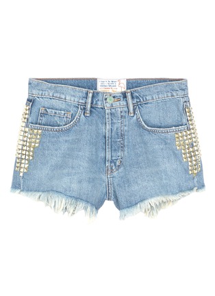 Main View - Click To Enlarge - SANDRINE ROSE - 'The Doll in Libertine' stud frayed denim shorts