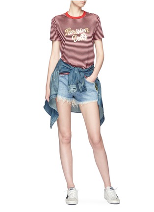 Figure View - Click To Enlarge - SANDRINE ROSE - 'The Doll in Libertine' stud frayed denim shorts