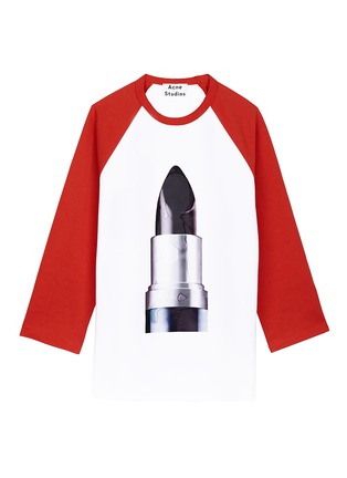 Main View - Click To Enlarge - ACNE STUDIOS - 'Noise' lipstick patch unisex baseball T-shirt