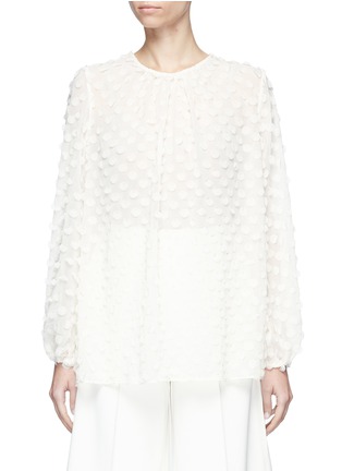 Main View - Click To Enlarge - ZIMMERMANN - 'Painted Heart Confetti' polka dot appliqué blouse