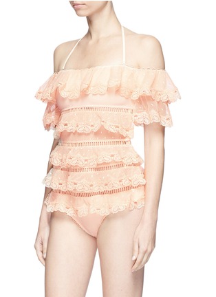 Figure View - Click To Enlarge - ZIMMERMANN - 'Painted Heart Love' ruffle off-shoulder one-piece swimsuit