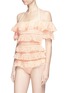 Figure View - Click To Enlarge - ZIMMERMANN - 'Painted Heart Love' ruffle off-shoulder one-piece swimsuit