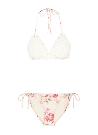 Main View - Click To Enlarge - ZIMMERMANN - 'Corsair Crochet' floral print bikini set