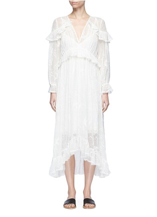 Main View - Click To Enlarge - ZIMMERMANN - 'Lovelorn' ruffle silk broderie anglaise midi dress