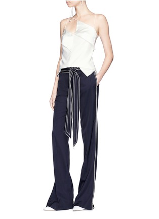 Figure View - Click To Enlarge - DION LEE - 'Diagonal' cutout silk satin camisole top