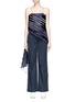 Main View - Click To Enlarge - DION LEE - Asymmetric satin stripe net high low top