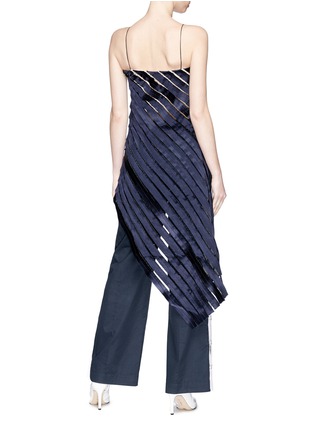 Figure View - Click To Enlarge - DION LEE - Asymmetric satin stripe net high low top