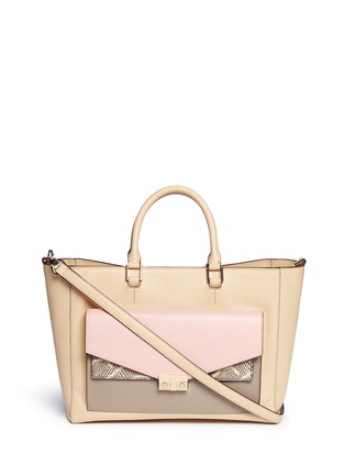 Main View - Click To Enlarge - TORY BURCH - 'T-lock' saffiano leather tote