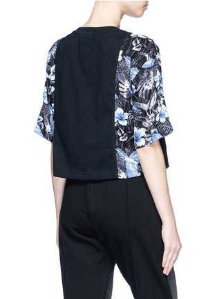 Back View - Click To Enlarge - DRY CLEAN ONLY - 'Riley' embellished floral print sleeve cropped T-shirt