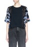 Main View - Click To Enlarge - DRY CLEAN ONLY - 'Riley' embellished floral print sleeve cropped T-shirt