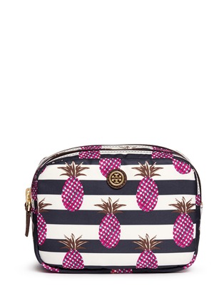 Main View - Click To Enlarge - TORY BURCH - 'Kerrington' pineapple print small double cosmetic case