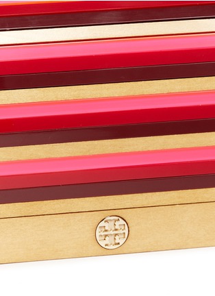 Detail View - Click To Enlarge - TORY BURCH - 'Rayna' stripe resin clutch