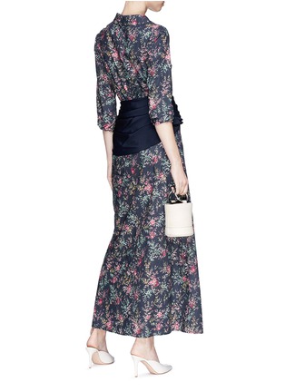 Figure View - Click To Enlarge - HELLESSY - 'Magda' belted asymmetric collar floral print maxi shirt dress