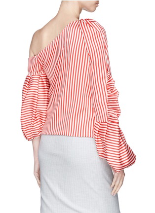 Back View - Click To Enlarge - HELLESSY - 'Hilda' asymmetric puff sleeve one-shoulder stripe satin top