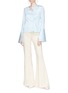 Figure View - Click To Enlarge - HELLESSY - 'Ida' keyhole front slit sleeve stripe satin blouse