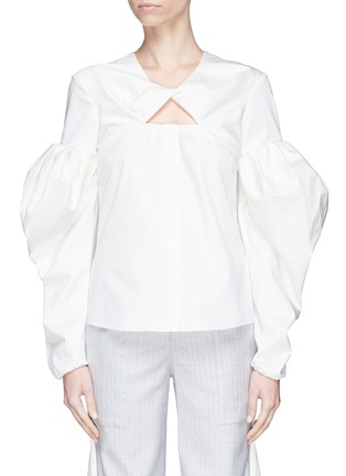 Main View - Click To Enlarge - HELLESSY - 'Lizbet' puff sleeve cutout front blouse