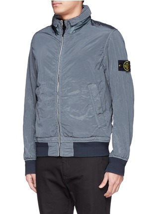 Front View - Click To Enlarge - STONE ISLAND - Crinkled laminated nylon blouson jacket