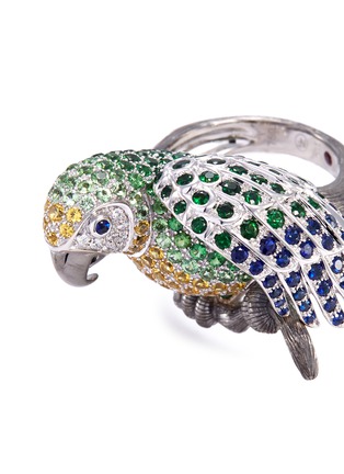 Detail View - Click To Enlarge - ROBERTO COIN - 'Animalier' diamond gemstone 18k white gold parrot ring