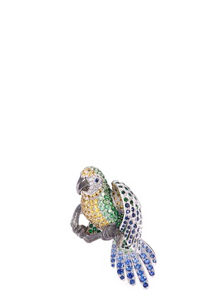 Main View - Click To Enlarge - ROBERTO COIN - 'Animalier' diamond gemstone 18k white gold parrot ring